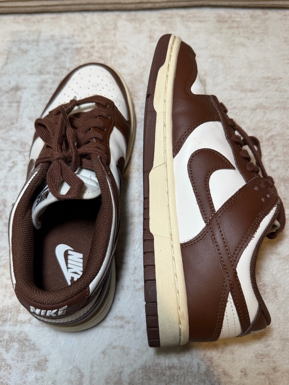 Nike Dunk Low Brown White Sneakers Women’s Size 8 - Picture 4 of 13